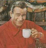 John Wayne drinking coffee